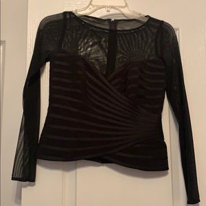 Petite Black sheer on the top evening blouse